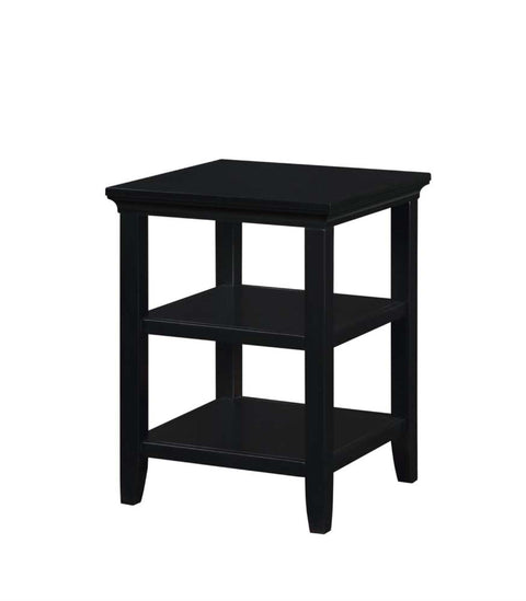 Convenience Concepts Tribeca End Table 18" - Modern Living Room Side Table with Storage Shelves, Family Room Accent Table, Transitional Bedside Table, Black