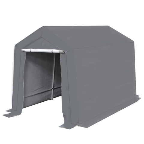 King Canopy Storage Shed 7-Ft by 12-Ft, 1.5-in Steel Frame, Enclosed w/roll-up Zipper Door, 185 GSM PE Cover, 6-Leg, Outdoor, Carport, Bicycle, Motorcycle, ATV, Gardening, Patio, Grey, G0712