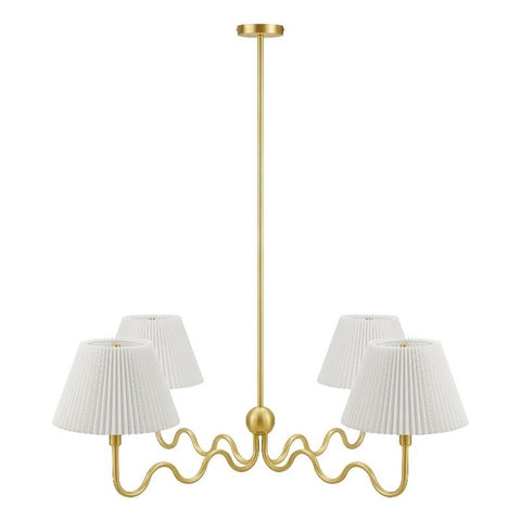 Modway Wave Squiggle 4-Light Pendant in Brass
