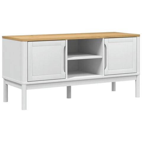 vidaXL TV Stand Floro - Solid Pine Wood - Modern White Cabinet - 44.9"x16.9"x21.7" - Fits 51"-60" TVs - Ample Storage - Ideal for Living Room