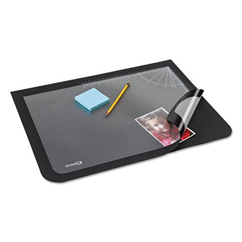Lift-Top Pad Desktop Organizer with Clear Overlay 22 x 17 Black
