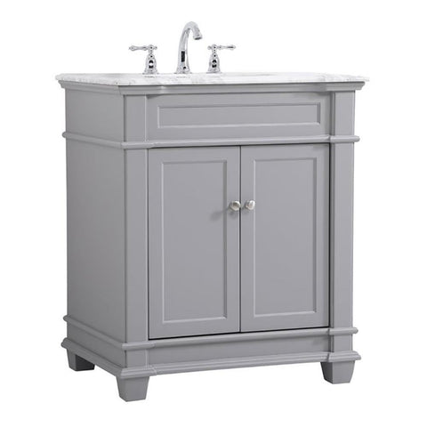 Elegant Decor Wesley 30" Steel and Solid Wood Single Bathroom Vanity Set in Gray
