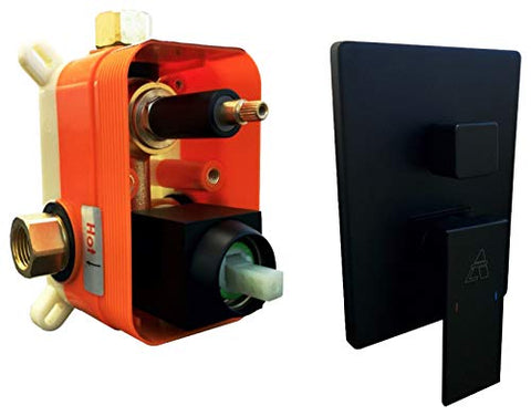 Kube Bath 2-Way Rough-in Valve with Cover Plate, Handle and Diverter - Matte Black Finish