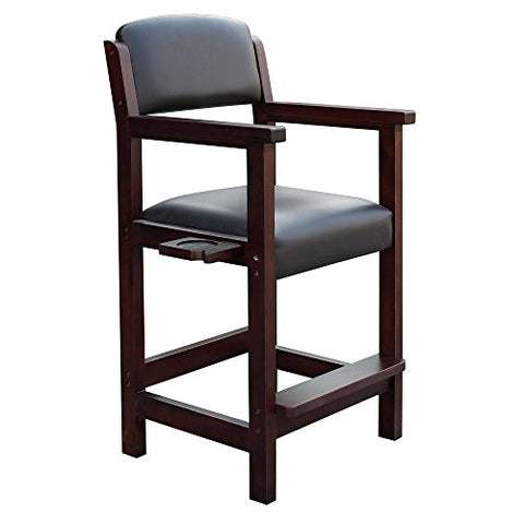 Hathaway Cambridge Spectator Chair – Rich Mahogany Billiard Stool with Cushioned Seat, Footrest, and Storage – 25" L x 22.5" W x 44.25" H with 30.5" Seat Height - Pool Table Accessories and Decor
