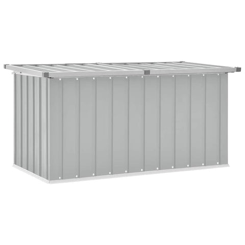 vidaXL Modern Gray Garden Storage Box 50.8X26.4X25.6 in UV Resistant Durable Galvanized Steel Patio Cushion Toy Organizer Outdoor Solution Deck Metal Chest Container Weather Rectangular