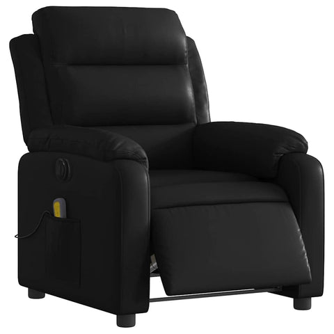 vidaXL Black Faux Leather Electric Massage Recliner Chair - Motorized Reclining Armchair with Vibration Massage and Storage Pocket for Living Room