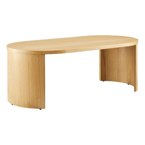 Modway Aspect 47 Inch Oval Coffee Table in Oak with Reversible Arched Legs - Oak Wood Veneer Modern Oval Coffee Table - Curved Profile Design Center Accent Table for Living Room