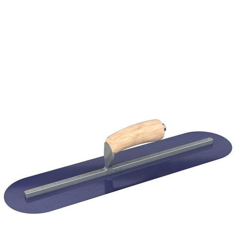 Bon 66-159 Finish Trowel Round End Blue Steel - 22" X 5" Wood Handle