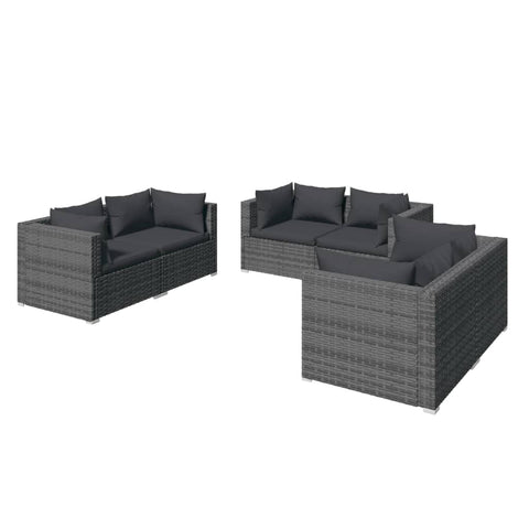 vidaXL 5-Piece Patio Lounge Set - Sturdy Powder-Coated Steel Frame with PE Rattan - Gray Outdoor Garden Sofa Set - Includes Middle & Corner Sofas, Coffee Table, Cushions and Back Pillows