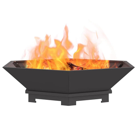 vidaXL Fire Pit Black 39.37 x 39.37 x 11.02 in Steel, Garden and Patio, Modern Fire Pit, Durable Wood-Burning Outdoor Cooking, Stylish Portable Backyard Grilling