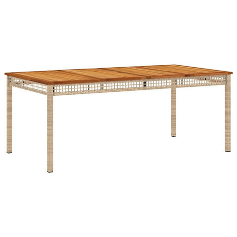 vidaXL Patio Table Outdoor Garden Furniture Beige Poly Rattan Acacia Wood - Rectangle, 70.9" x 35.4" x 29.5" - Powder-Coated Steel Frame