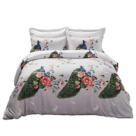 Duvet Cover Set  Queen size Floral Bedding  Dolce Mela - Peacock DM706Q