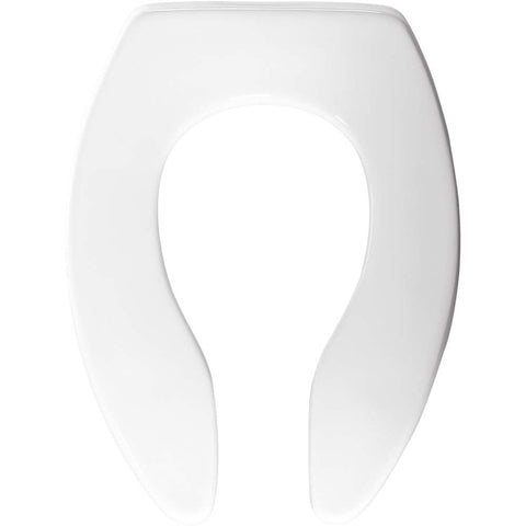 BEMIS 1655CT Commercial Open Front Plastic Toilet Seat, Heavy Duty Industrial Seat without Lid for Long Lasting Use, Made in USA, Elongated, White