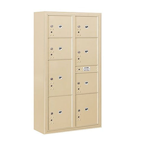 Salsbury Industries 3816D-8PSFP Surface Mounted Horizontal 4C Stand Alone Parcel Locker Mailbox, Sandstone