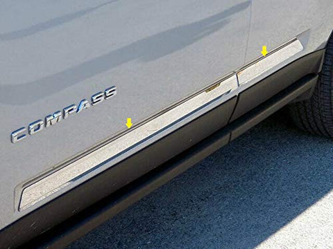 QAA is Compatible with 2011-2016 Jeep Compass 4 Piece Stainless Rocker Panel Trim, Insert Kit, 1.5" Width TH51075