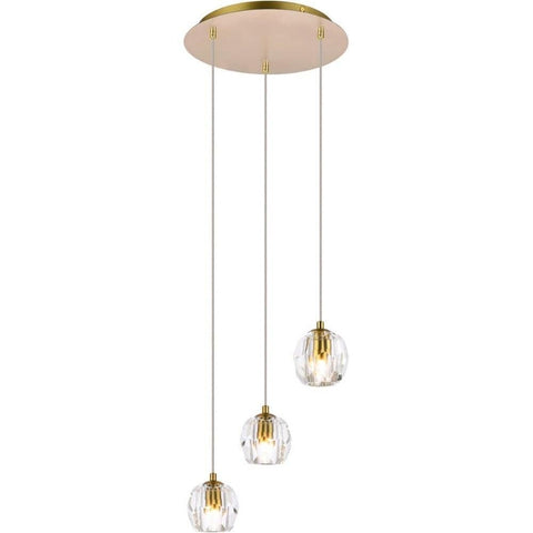 Elegant Lighting Luxurious Eren Adjustable Hanging 3 Lights Pendant for Living Room, Kitchen, Bedroom & Hallway, Gold