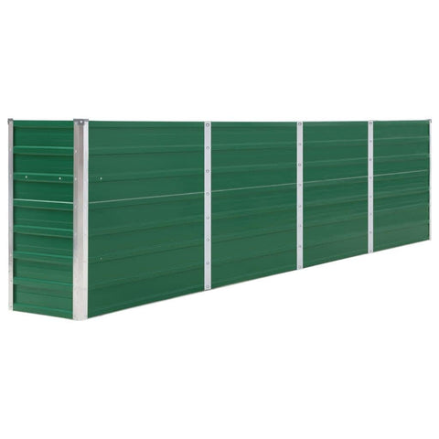 vidaXL Garden Raised Bed Galvanised Steel, Rectangular Garden Planter for Flowers and Planters, Bottomless Raised Flower Bed, Weather-Resistant, Green, 126"x15.7"x30.3"