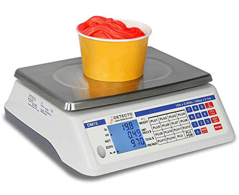 Detecto DM15 Price Computing Scale, Electronic, 13.4" W x 13.4" D, 240 oz. Capacity