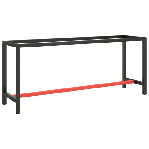 vidaXL Legs for Workbench, Workbench Frame with Support Bars, Work Table Legs, Workbench Stand for Console Table, Matte Black and Matte Red Metal