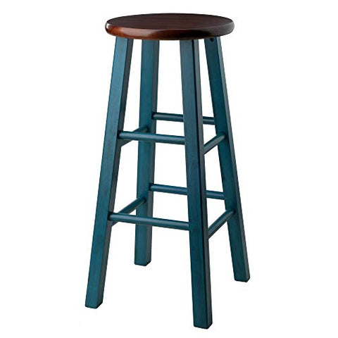 Winsome Wood Ivy Bar Stool, Rustic Teal and Walnut, 29"