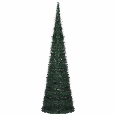 vidaXL Pop-Up String Artificial Christmas Tree with LED Lights, 5ft Durable Green PVC, Easy-Setup & Reusable Holiday Decor, Ideal for Indoor/Outdoor Use