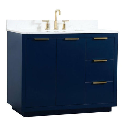 Elegant Decor Blake 42" MDF Single Bathroom Vanity with Backsplash in Blue