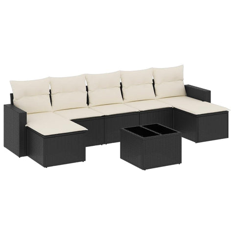 vidaXL Patio Sofa Set with Cushions 8 Piece, Outdoor Conversation Set, Sectional Sofa for Balcony Garden, Patio Furniture, Black Poly Rattan