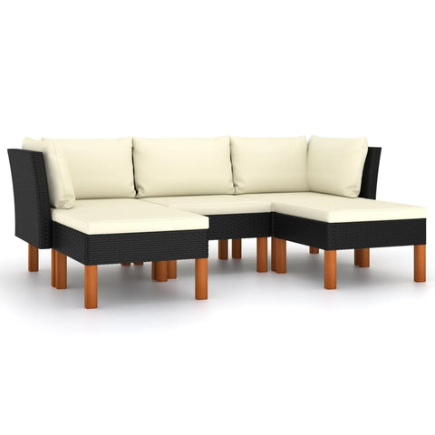 vidaXL Patio Lounge Set 5 Piece, Sectional Sofa for Outdoor Garden Yard, Patio Furniture with Cushions, Footrest, Farmhouse Modern Style