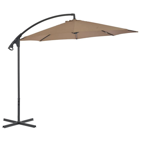 vidaXL Cantilever Outdoor Umbrella â€“ UV Protective Polyester Shade, Durable Steel Pole and Ribs â€“ Taupe Round Garden/Patio/Deck Umbrella with Crank Mechanism â€“ 118.1" Diameter