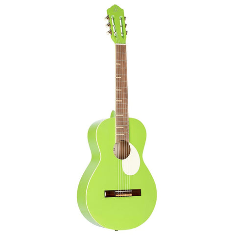 Ortega Guitars 6 Gaucho Series Nylon String Parlor Guitar w/Bag, Right, Green Apple (RGA-GAP)