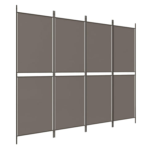 vidaXL 4-Panel Room Divider - Anthracite, 78.7" x 70.9", Foldable Fabric Privacy Screen for Room Separation, Sun Block Window Shade with Sturdy Iron Support and Easy Assembly
