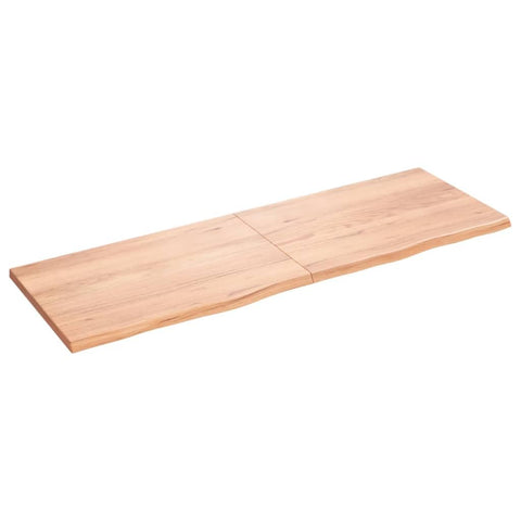 vidaXL Light Brown Treated Solid Oak Wood Table Top – Versatile, Handcrafted with Live Edge, Ready-to-use Surface, Ideal for Both Home and Office
