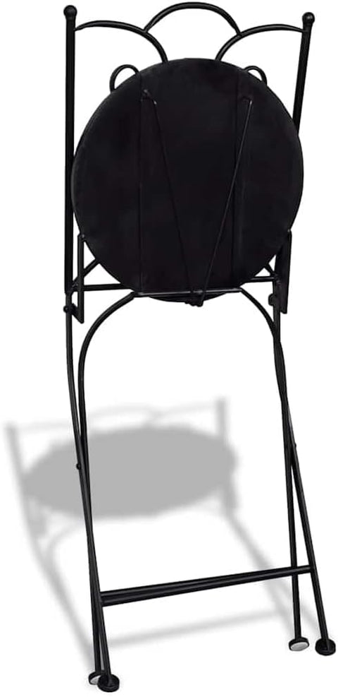 vidaXL Folding Bistro Chairs 2 Pcs, Folding Metal Bistro Outdoor Chair for Patio, Wooden Patio Chair for Deck Front Porch, Ceramic Terracotta