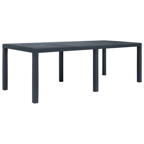 vidaXL Anthracite Patio Table with Rattan Look Design - Lightweight and Portable - Plastic Material - Ideal for Garden, Patio or Campsite Dining - Dimensions: 86.6"x35.4"x28.3"