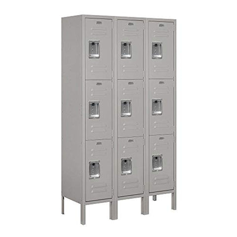 Salsbury Industries 63352GY-U Triple Tier 36-Inch Wide 5-Feet High 12-Inch Deep Unassembled Standard Metal Locker, Gray