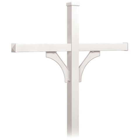 Deluxe Post - 2 Sided - In-Ground Mounted - for (4) Roadside Mailboxes - White