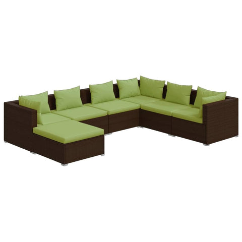 vidaXL Patio Lounge Set 7 Piece, Patio Furniture Set for Outdoor Garden, Sectional Sofa with Cushions, Corner Sofa, Poly Rattan Brown