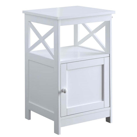 Convenience Concepts Oxford End Table with Storage Cabinet and Shelf, White