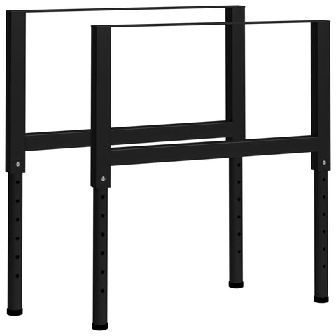 vidaXL 2X Adjustable Work Bench Frame Work Table Tool Leg Bracket Workstation Workshop Garage Height Adjustable Home Metal 33.5" Black