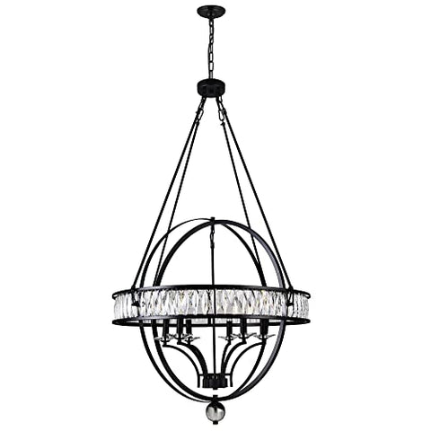 CWI Lighting 30" Black Chandelier for Dining Room, Living Room – 6-Light Vintage Luxe Design with E12 Bulb Base – LED Compatible, Dark Metal Frame – BACL Certified