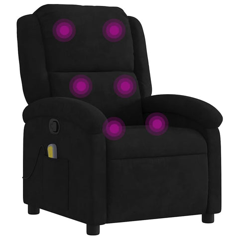 vidaXL Massaging Recliner Chair - Adjustable Black Velvet Lounge - Manual Recline, Vibration Massage, Side Pocket