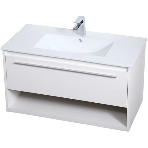 36 Inch Single Bathroom Floating Vanity in White, 714552