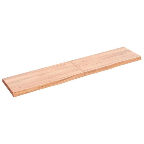 vidaXL Bathroom Countertop in Light Brown Solid Oak Wood, Treated with Varnish, Live Edge, Versatile Use, 55.1"x11.8"x(0.8"-1.6")"