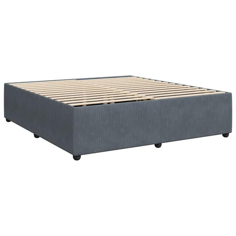 vidaXL Velvet Upholstered Bed Frame/Bedstead - King Size Dark Gray Bed Base with Slats & Solid Pine Feet - Perfect Mattress Foundation for Bedroom