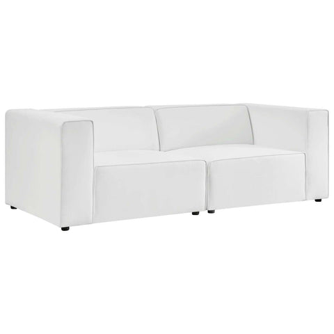 Modway Mingle Vegan Leather 2-Piece Sectional Loveseat in White