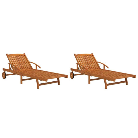 vidaXL Sun Lounger 2 Pcs, Outdoor Lounge Chair for Beach Poolside Deck, Sunbathing Chair, Patio Lounger Sunbathing Recliner, Solid Wood Acacia