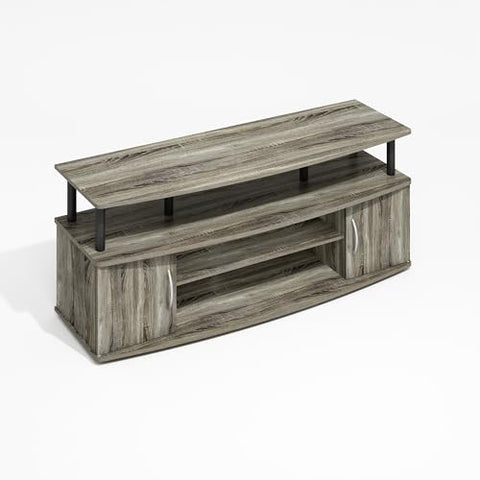 Furinno JAYA Large Entertainment Center Hold up to 55-IN TV Grey Oak/Black