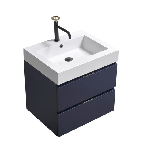 Bliss 24" Blue Wall Mount Modern Bathroom Vanity