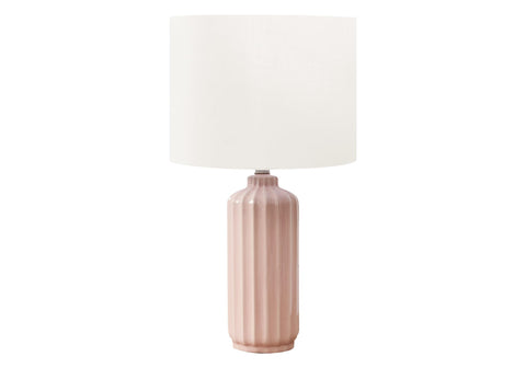 Monarch Specialties I 9871 Lighting, 23" H, Table Lamp, Pink Ceramic, Ivory/Cream Shade, Contemporary, Modern