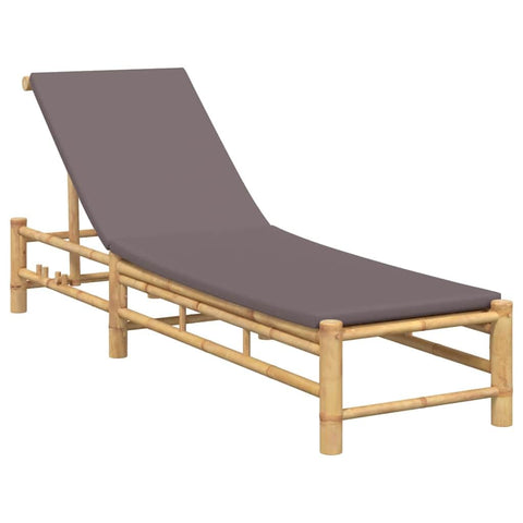 vidaXL Bamboo Sun Lounger with Cushions Adjustable Backrest Outdoor Chaise Lounge Large Furniture Garden Relaxation Chair Patio Daybed Bed Comfortable Recliner